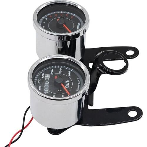2-in-1 Modified Motorcycle Odometer Tachometer Odometer 12V Universal Led Retro Instrument Motorcycle Odometer