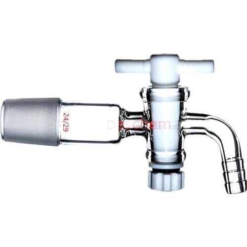 24/29, Lab Flow Control Glass Adapter, PTFE Stopcock,90 Degree Bent