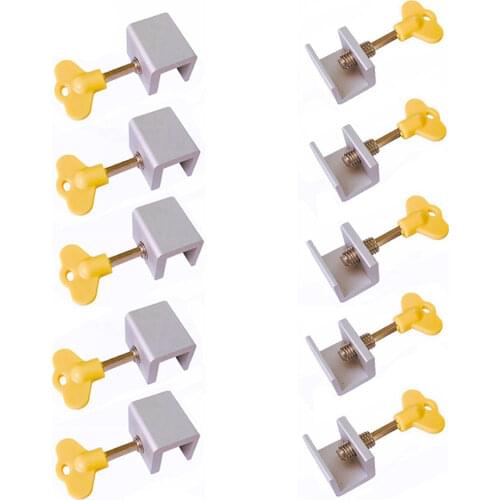 4/6/8 Sets Adjustable Sliding Window Locks Stop Aluminum Alloy Door Frame Security Lock with Keys for Home and Office Supplies