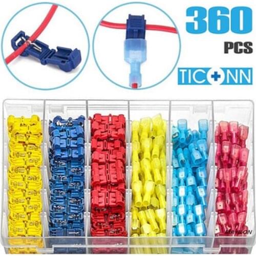 360pcs Boxed T-type Terminal Block Wire Connection Clamp Quick Peel-free Connector Plug Wire and Cable Household Accessories