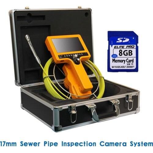 7 Inch Monitor 17mm DVR Handheld Video Sewer Pipe Inspection Camera System Wateproof 5mm Diameter Fiberglass Cabe