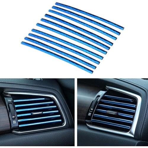 10x Auto Car Accessories Air Conditioner Outlet Decoration Blue Strip Universal Decoration Bright Strip