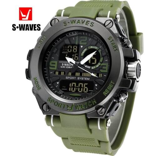 Waterproof Watch Men Sport SWAVES Big Brand Plastic Relogio Masculino Military Green Mens Wrist Watches Calendar Reloj Hombre