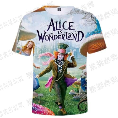Alice in Wonderland Children T Shirt Summer Cartoon Anime Men T-shirts 3D Print Short Sleeve Disney Women Tops
