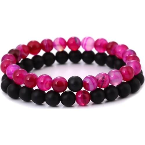 KANGKANG 2Pcs/Set 2019 Trendy 12 style 8mm stone Bracelet charm Creative Bracelets for Men&Women Elegant Jewelry Creative gift