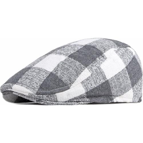 Fibonacci Unisex Plaid Berets Hat For Men Women Summer Thin Peaked Ivy Cap Casual Duckbill Hats Painter Newsboy Cap boina hombre