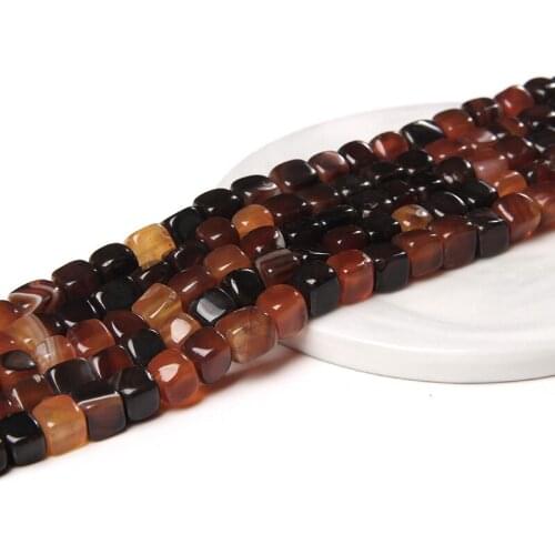 Brown Veins Agat Polished Square Beads Wholesale 6-8 mm Polished Natural Agat Stone For DIY Making Jewelry Bracelets Earrings