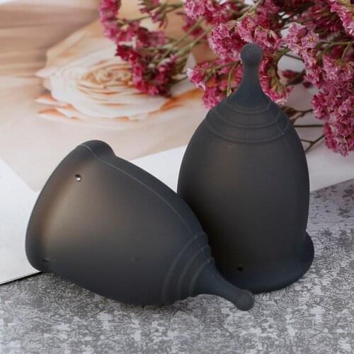 Soft Silicone Cup Menstrual Reusable Lady Cup Collector Menstrual Black Color Menstrual Cup For Women Feminine Hygiene