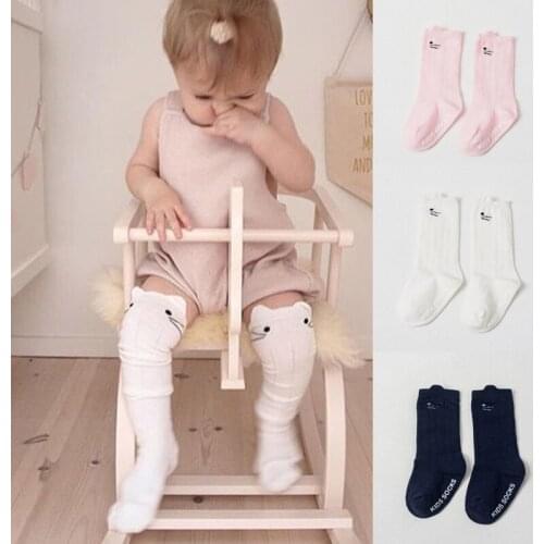 Lovely Sweet Toddler Baby Girls Tights Letter Solid Over Knee Socks Cotton Tights 3 Style 0-4Y