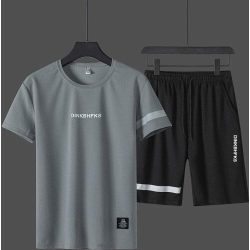 2020 Homme Letter Print Short Sleeved Tshirt Men Tracksuit Clothes Summer Bermuda Board Shorts Casual Track Suits Two Piece Sets