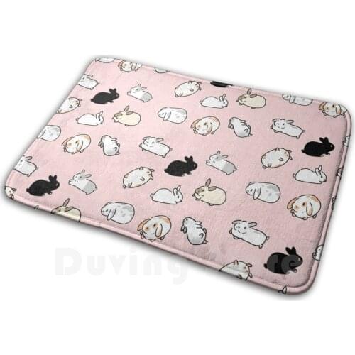 Bunny Rabbits Soft Non-Slip Mat Rug 2449 Carpet Cushion White Simplistic Mimimalist Bunny Rabbit Rabbits Bunnies Kawaii