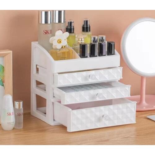 Cosmetic storage box three drawers makeup jewelry storage box desktop dressing table lipstick skin care beauty cosmetics box