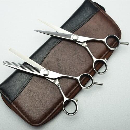 2Pcs 6'' 17.5cm Customized Logo Japan 440C Professional Human Hair Scissors Hairdressing Scissors Cutting Shears +Thinning C1021
