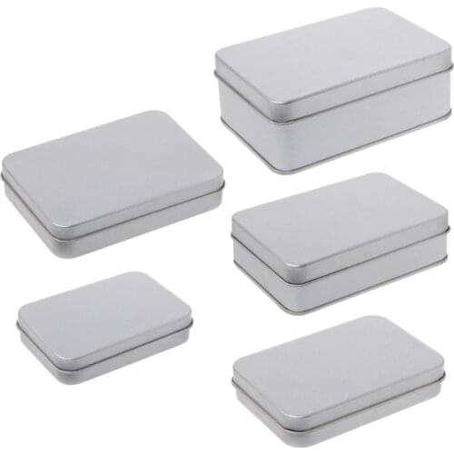 OOTDTY Small Metal Tin Silver Storage Box Case Organizer For Money Coin Candy Key Storage Box Cosmetic Container