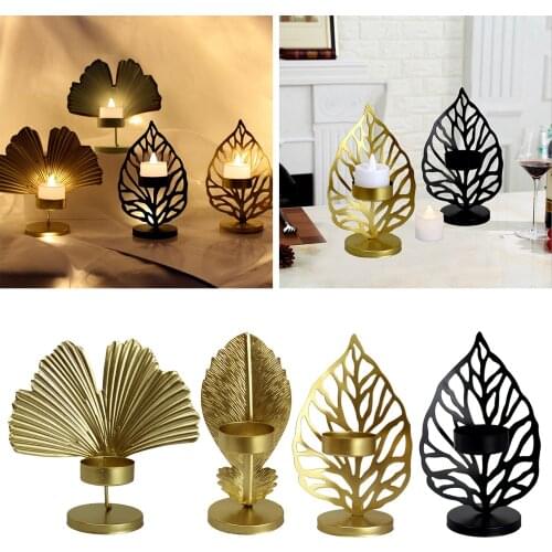 Iron Leaves Candle Holders Tea Light Stand Candlestick Art Craft Ornament Home Decor for Romantic Dinner Wedding Party Gifts