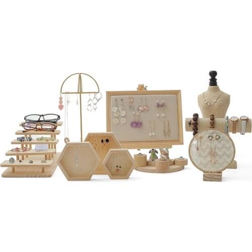 Necklace Jewelry Wooden Showing Holder Jewelry Display Props Ring Bracelet Pendant Support Display Tray