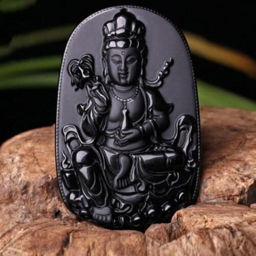 Selling Obsidian Avalokitesvara pendant fashion boutique jewelry men and womens vase Avalokitesvara + hand-woven beads hanging