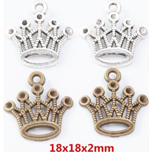 80 pieces of retro metal zinc alloy Crown pendant for DIY handmade jewelry necklace making 7349B