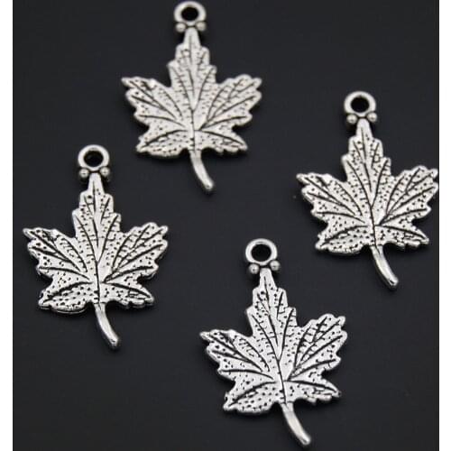 40pcs Silver Color Maple Leaf Tree Leaf Leaves Charms Pendants Jewelry Findings Accessories Wholesale A2337