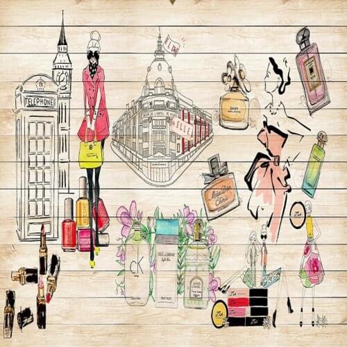 Custom photo wallpaper Fashionable hand painted makeup beauty wallpaper barber beauty shop decoration custom mural