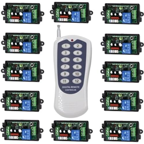 AC 110V/220V 10A 1 Channel Wireless Remote Control Switch 1 CH 1CH Relay Receiver RF Transmitter 315MHz 433Mhz