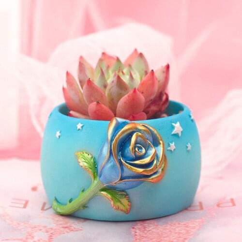 DIY Multi Meat Plant Potted Silicone Mold Rose Potted Home Decoration Flowerpot Silicone Mold Vase Mold Gypsum Silica Gel Mold