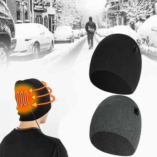 Men Women Gift Elastic Outdoor Sports Electric Heated Hat Cycling Fishing Warm Winter Washable Rechargeable Skiing Fashion Knit