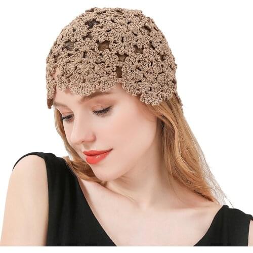 New knitted hat flowers handmade crochet ladies flower pot hat spring and autumn foldable fisherman hat casual painter hat