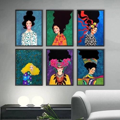 Nordic Flower Girl Canvas Paintings Figure Character Colorful Poster and Print Wall Decorative Pictures for Women Bedroom Decor