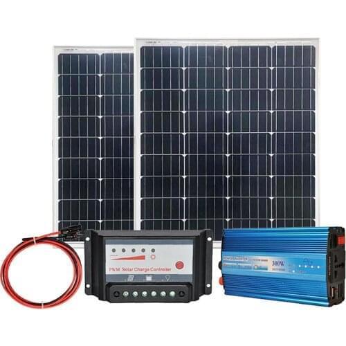 SolarKit Complete 300w 500W 1000w 1500W 2000W Solar Panel 100w Pure Sine Wave 12v 24V 220V Solar Controller 30A 40A Car Caravan