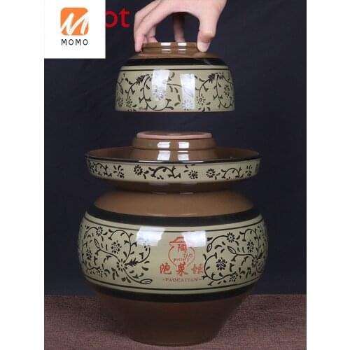Pickles Earthen Jar with Lid Pickling Vat Pickled Cabbage Earthen Jar Household Vintage Thickening Kimchi Jar