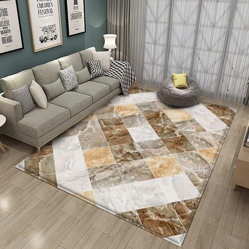 Modern Nordic Rectangle Carpet Abstract Marble Geometry Printed Living Room Area Rugs Bedroom Kids Play Tent Non-Slip Floor Mat