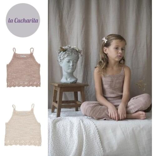 Summer Girls Knitted Top Bebe Brand Strap 2021 Toddler Organic Sleeveless Knitwear Solid Color Blouse Clothes Vest Girl Children