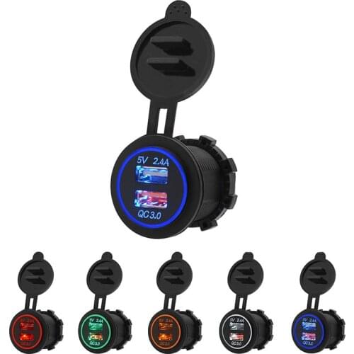 DIY Quick Charge 3.0 QC3.0 2.4ADual USB Charger Socket Waterproof DIY Kit for 12V/24V Car Boat Marine ATV Bus Truck and More