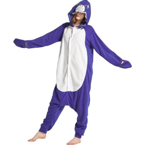 Adults Polar Fleece Blue Shark Animal Kigurumi Womens Mens Onesies Pajamas Cosplay Costume for Halloween and Carnival Party