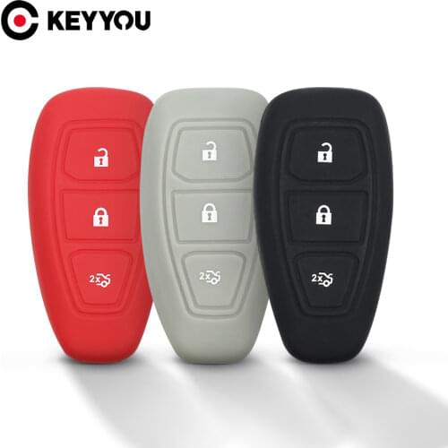 KEYYOU For Ford Fiesta Focus Mondeo Kuga Ecosport Titanium Fob Remote Key Case Protector Replacement Silicone Cover Car Key Case