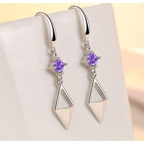 ZDADAN 925 Sterling Silver Square Round Long Drop Earings For Women Fashion Jewelry