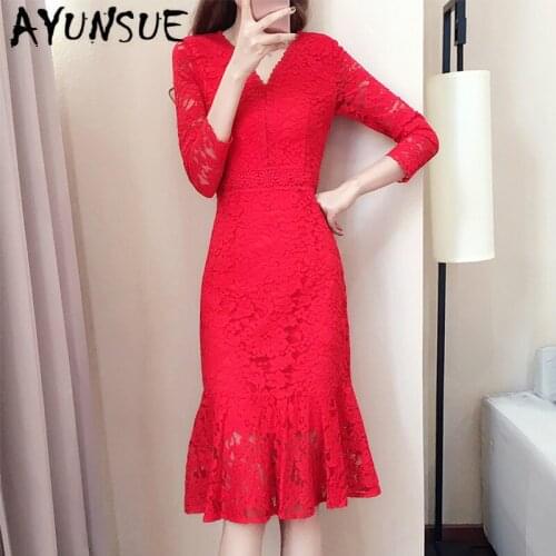 Dress Women Spring Autumn Dress Clothes 2020 Red Party Dress Vintage Ladies Dress Elegant Vestidos Robe Femme 82630-3 YY2476