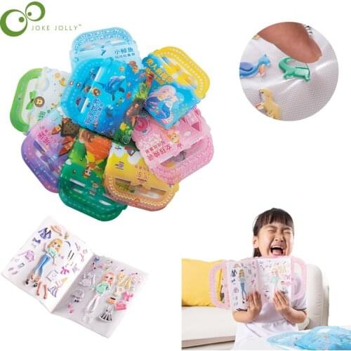 1set Changing Clothes Bubble Stickers Repeatedly Paste Childrens Toys Dress Up Stickers Sticker Collection Booklet Girls WYW