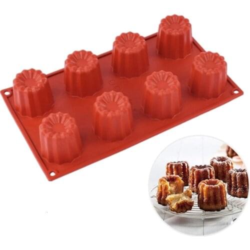 1pcs 8 Holes Caneles Silicone Mold Muffin Cupcake Baking Tray Bordelais Fluted Cake Pudding Mold DIY Baking Kitchen Accessories