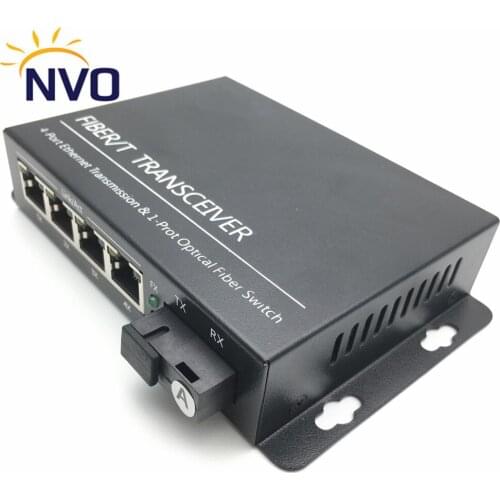 10/100/1000Mbps Gigabit Ethernet Fiber Media Converter 20KM US Adapter Supply SC Singlemode 4RJ45 Optic Fibre Switch Transceiver