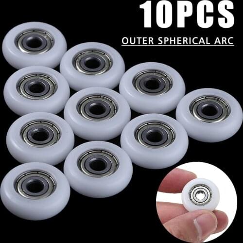 10pcs/lot Nylon Plastic Carbon Steel Ball Bearing Pulley Wheels Groove Ball Bearings 5*23*7mm For Furniture Hardware Accessory