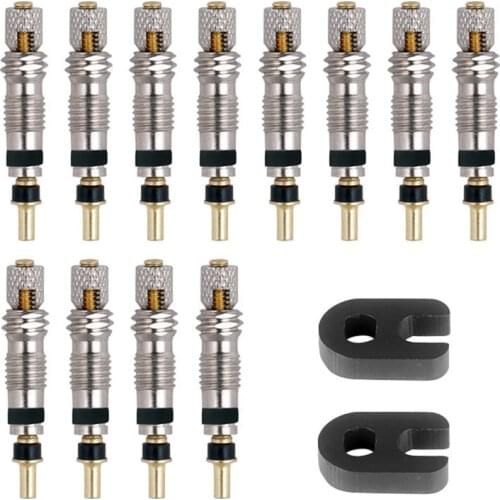 12PCS Valve Brass Core with Optional Tool CNC-Machined FV MTB Road Bike Tubes Repair Tire Service Parts