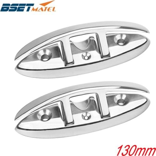 2PCS 5 Inch Stainless Steel 316 Boat Flip Up Folding Pull Up Cleat Dock Deck marine hardware Line Rope mooring Cleat accessorie