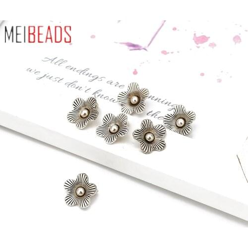 20pcs/lot 14*14mm Fashion Alloy Rhodium Color Flower Torus Connectors For Women DIY Crimp & End Beads Jewelry Accessories EY2518
