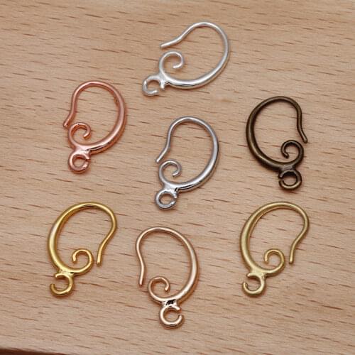 20pcs/lot Gold Silver Color Size 16x9mm 19x11mm Copper Wire Earring Hooks Clasp For DIY Jewelry Making Findings