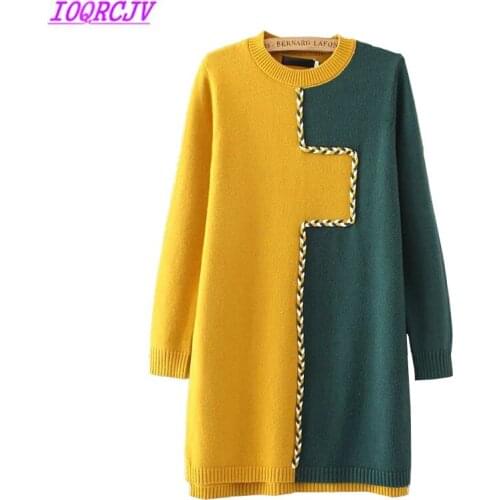 2018 Large size Knit Sweater Pullovers Spring and Autumn New Fashion High Elasticity Stitching Warm Primer Sweater IOQRCJV Q079
