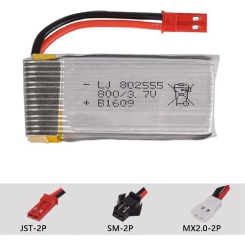 3.7v 800mah 802555 Lipo Battery FT007 FX059 F1 YD712/912 7014 BR6802 rc Quadrocopter High power lithium polymer JST-2P SM-2P
