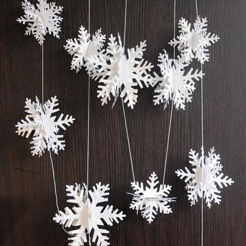 3D Three-dimensional Snowflake Ornaments White Cardboard Snowflake 2021 New Year Christmas Home Decorations XW07