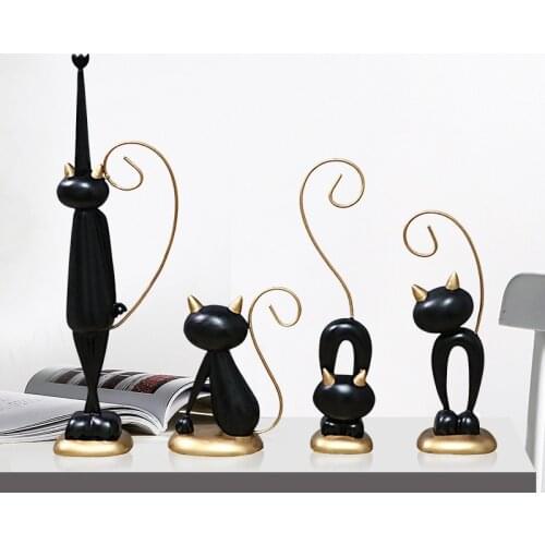 4 Pcs Creative Cat Decoration Ornaments Modern Simple Living Room Dining Table Study Wine Cabinet Home Decorations Creative Gift